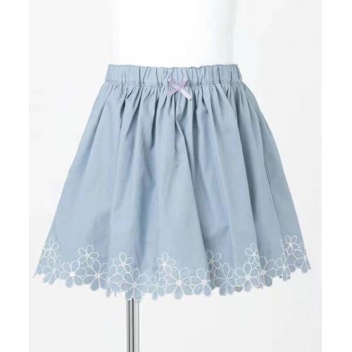 KB21Y-0517-112-女童日本專櫃品牌藍色緹花半身短裙-童裝