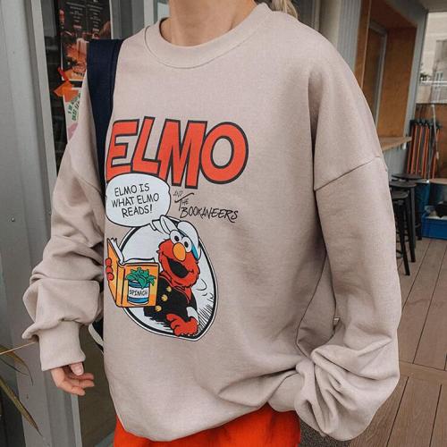 HOT-可愛Elmo寬鬆大學衛衣-KW-0307-058-上衣