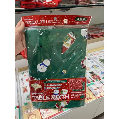 可愛雪人聖誕老人聖誕桌巾(綠色)-VAJP-1112-120