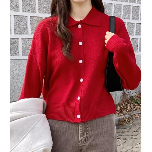 HOT-可愛平領素色針織上衣-KW-1205-020-上衣