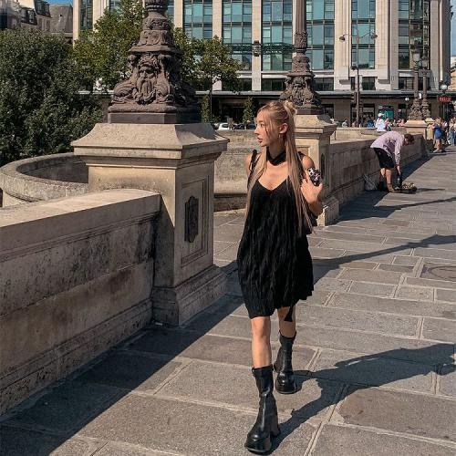 HOT-漫步巴黎 設計感皺皺洋裝-KW-0830-144-連身裙